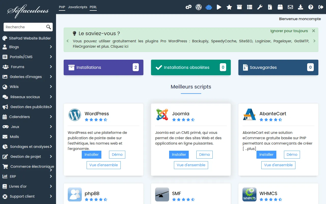 Plus de 400 applications en 1 clic
